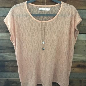 Madewell sheer peach blouse